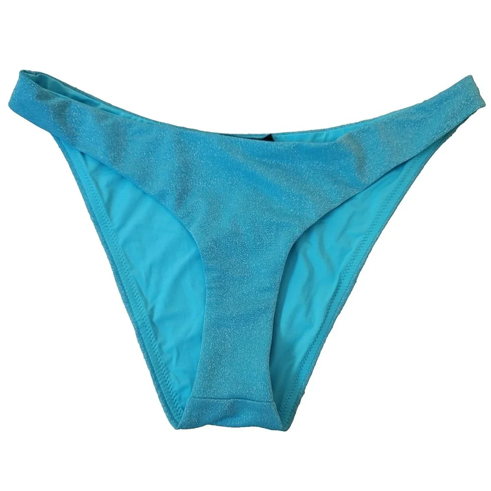 Aqua Swim Bikini Bottom Womens Medium Hipster Stretch Shimmer NWT Swimwear blue